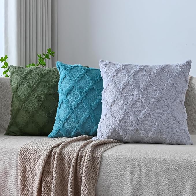 Set of 2 Soft Moroccan Throw Pillow Covers 16x16 Inch Plush Boho Decorative - Image 5