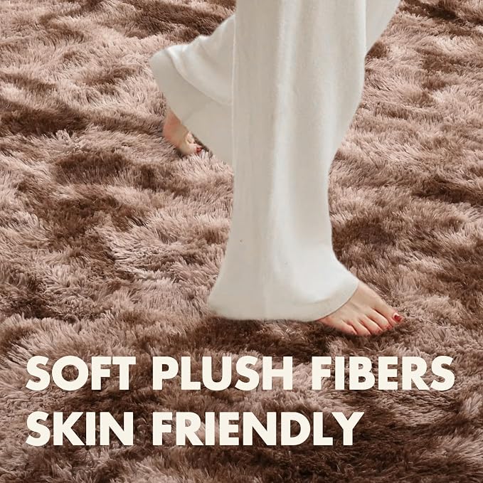 7x10 Ft Extra Large Shag Brown Area Rug - Image 4