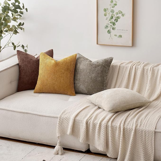 MIULEE Decorative Couch Throw Pillow Covers 18x18 in Red Brown 2 Pack | Modern - Image 5