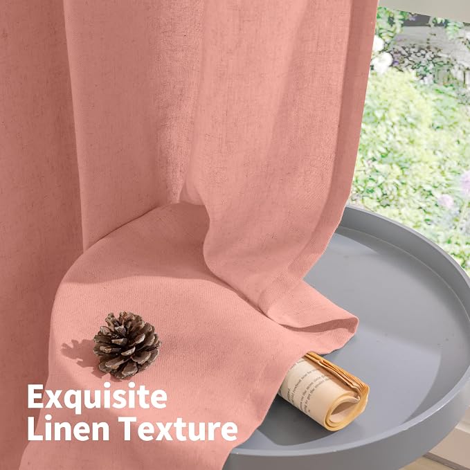 YoungsTex Dusty Rose Pink Linen Curtains 84 Inch Length - Image 7