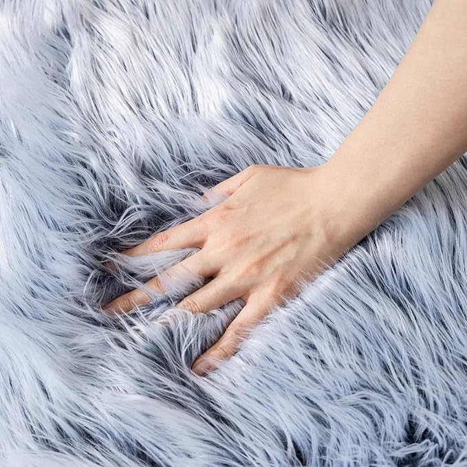 Ashler Acrylic and Polyester Fluffy Shaggy Area Rug Ultra Soft 2x3Ft Sheepskin - Image 3