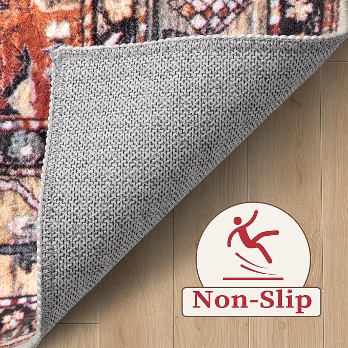 SERISSA 6ft Washable Non Slip Round Boho Area Rug - Image 4