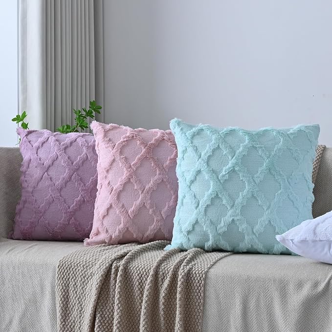 Set of 2 Soft Moroccan Throw Pillow Covers 20x20 Inch Plush Boho Decorative - Image 5