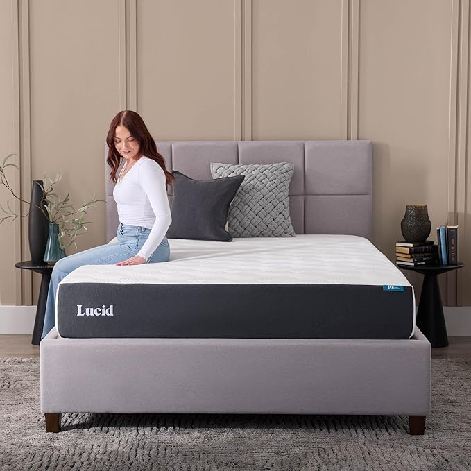 Lucid 10 Inch Memory Foam Mattress - Plush Feel - Infused with Refreshing Bamboo Charcoal and Cooling Gel - Bed in a Box - Temperature Regulating - Pressure Relief - Breathable - Twin Size