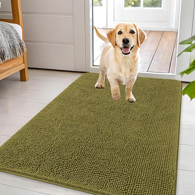 OLANLY Dog Door Mat for Muddy Paws 44x32, Super Absorbent Chenille Mud Mat | by OLANLY