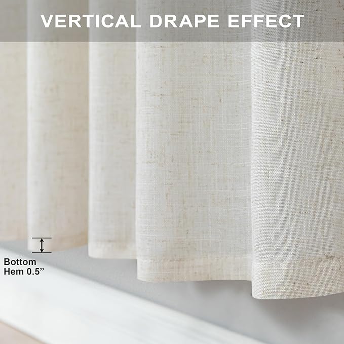 Pitalk Ivory Cream Colored Curtains 90 Inch Length - Image 8