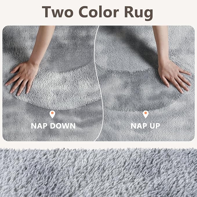 3x5 Tie-dye Light Grey Area Rug Washable Non-Slip Soft - Image 9