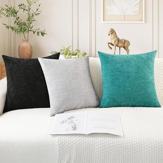 CaliTime Decorative Couch Throw Pillow Covers 20 X 20 Inches Black | Pack of 2 - Image 5