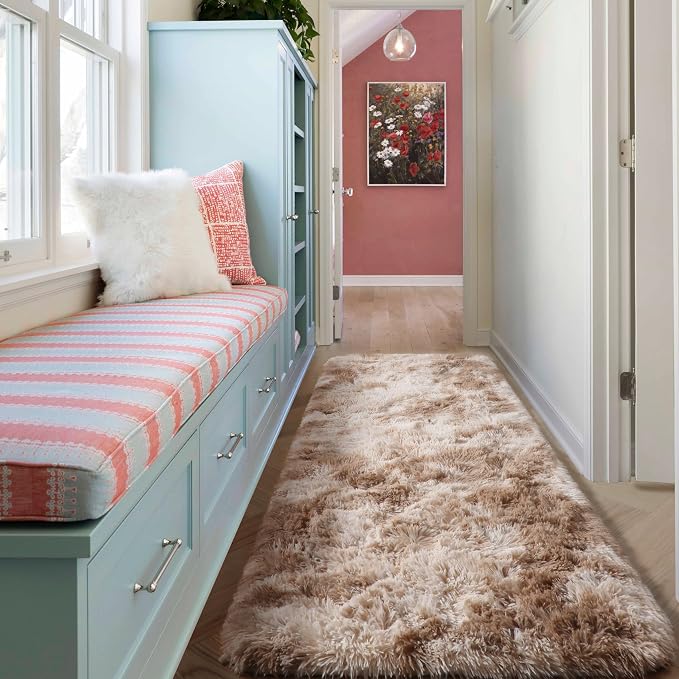 Runner Rugs for Bedroom Living Room, 2x6 Tie-Dyed Beige Hallway Area Rug | - Image 5