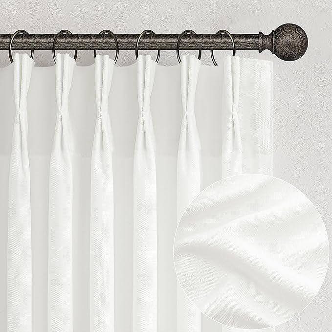 PleatedDrapes Pure White Semi Sheer Curtains 100 Inches Long by PleatedDrapes