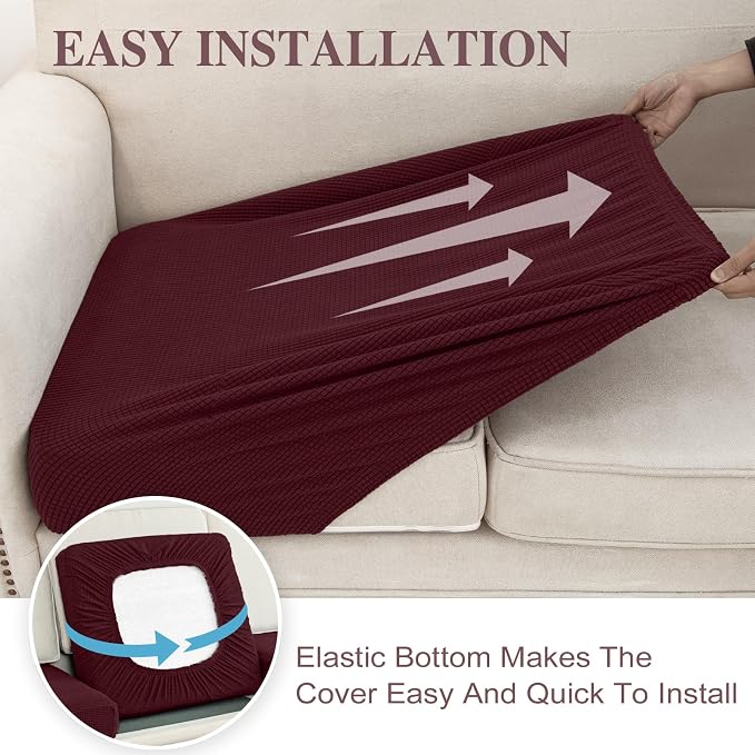 LA MEACK Couch Cushion Covers Seat Cushion Cover Stretch Couch Cover Separate - Image 5