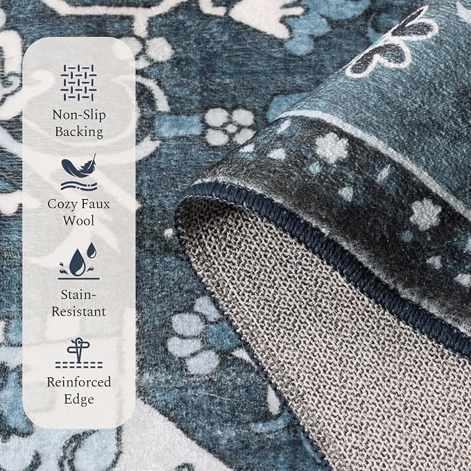 Rugflix 3x5 Entrance Rugs, Washable Dark Navy Blue Entry Small Rug | Machine - Image 2