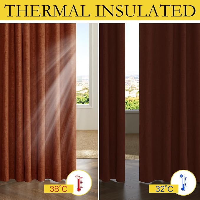 NICETOWN 100% Blackout Farmhouse Curtains 95" Length - Image 4