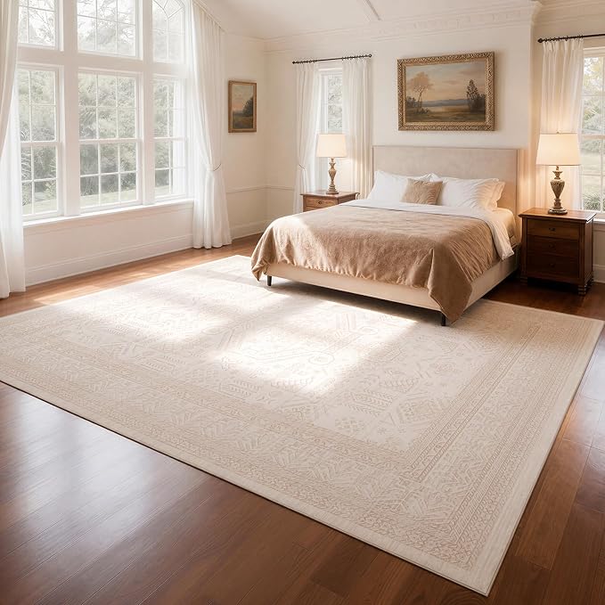 8x10 Retro Washable Area Rugs for Living Room, Dining Room- Brown | Ultra Soft - Image 8