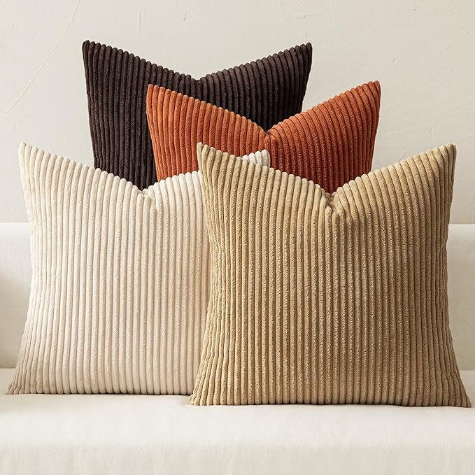 MIULEE Fall Decorative Throw Pillow Covers Chocolate Brown Rust 20x20 | Set of 4 by MIULEE