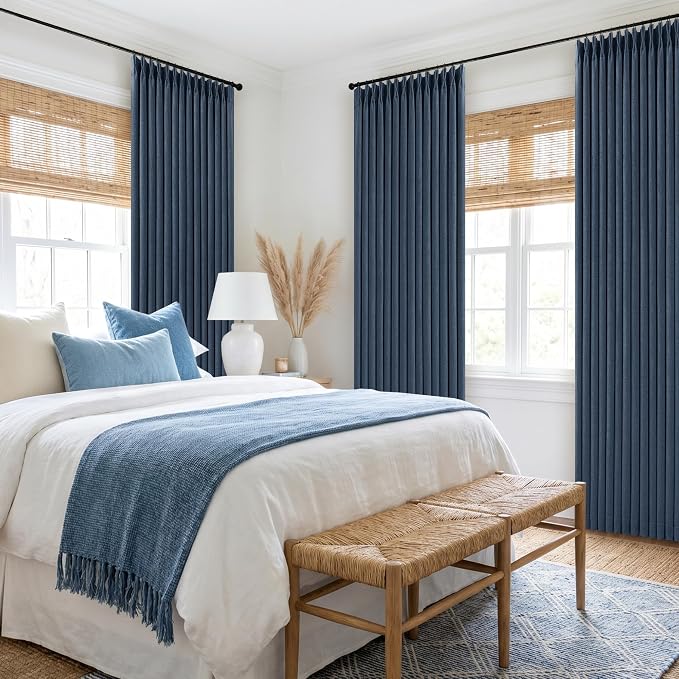 Extra Long Navy Blackout Pinch Pleat Curtains 120 Inches Long - Image 9