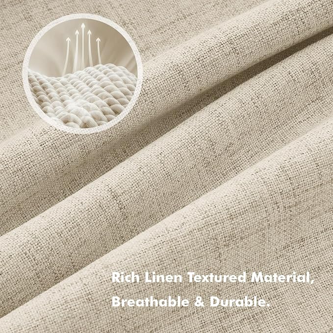 MIULEE 100% Blackout Linen Curtains 42 x 84 Inch Cobblestone 2 Panels | Thermal - Image 3