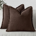 MIULEE Linen Decorative Fall Euro Throw Pillow Covers Dark Brown 26x26 | Set of by MIULEE