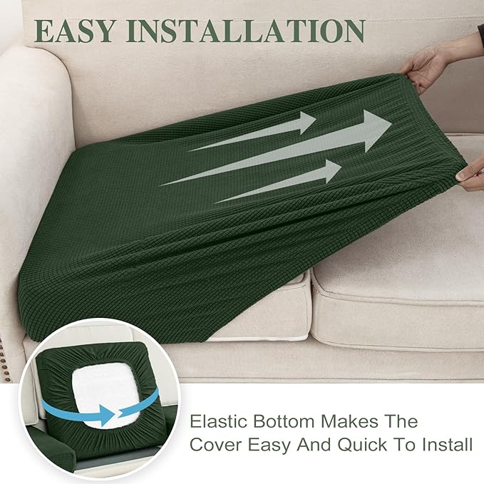 LA MEACK Couch Cushion Covers Seat Cushion Cover Stretch Couch Cover Separate - Image 5