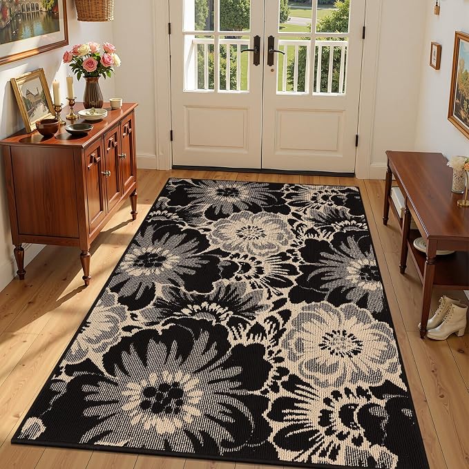 Findosom Washable Area Rug 4x6, Non Slip High-Low Textured Floral Rugs - Image 6