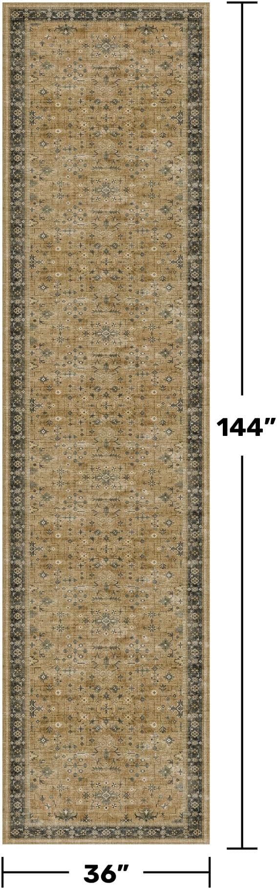 Natural Taupe Washable 3x12 Extra Long Hallway Runner Rug, Washable Large - Image 2