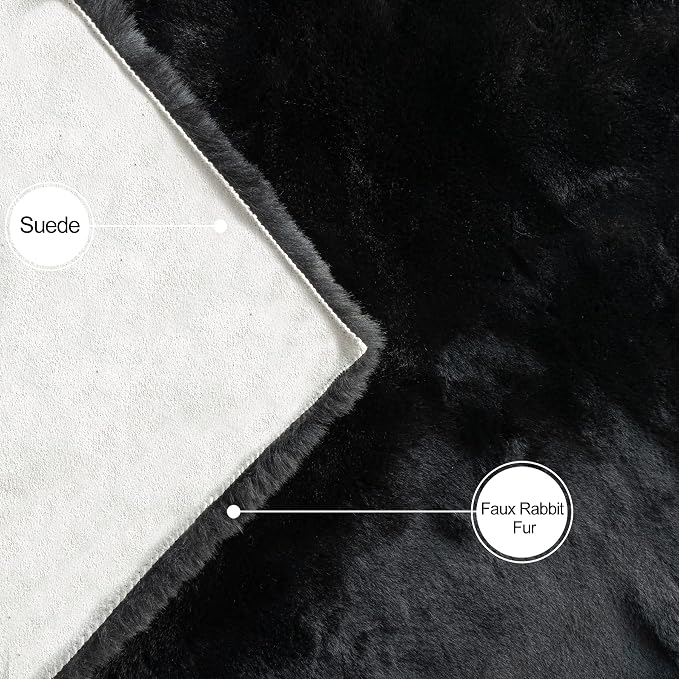 ORINOVA Round Rugs 6ft Faux Rabbit Fur Rug Fluffy Rug - Image 8