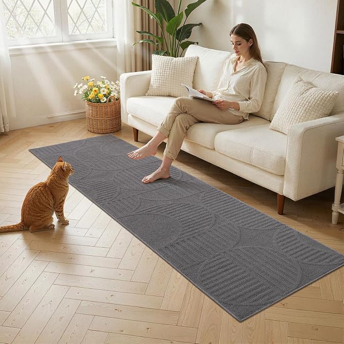 Findosom Washable Runner Rug 2x6, Geometric High-Low Textured Non Slip Hallway - Image 7