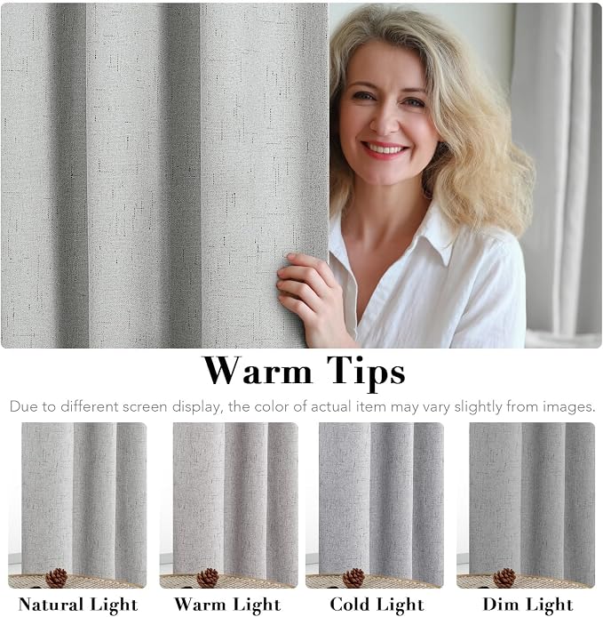 H.VERSAILTEX Blackout Curtains Linen Curtains 120 inches Long 100% Black Out - Image 5