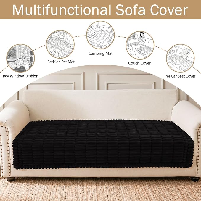 Couch Cover for Dogs, Washable Non Slip Plush Flannel Sofa Protector | Thick - Image 3