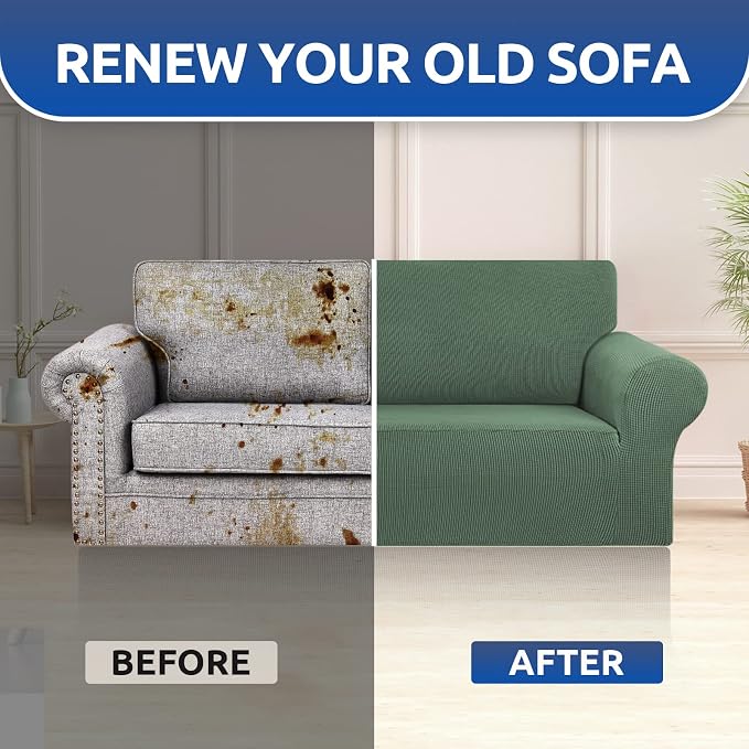 Loveseat Couch Cover, 2 Cushion Couch Slipcover, Elastic Bottom - Image 7