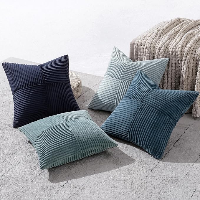 MIULEE Dusty Blue Navy Farmhouse Throw Pillow Covers 20x20 Inch Set of 4 Boho - Image 3