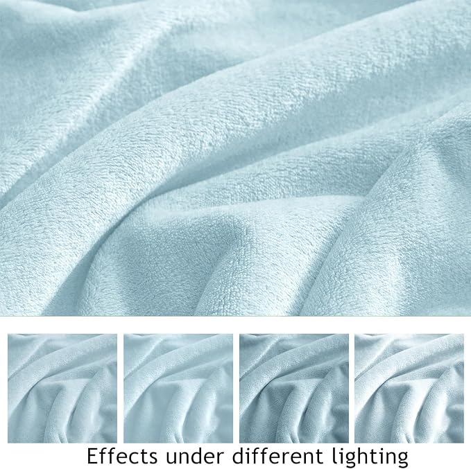 KMUSET Fleece Blanket Mist Blue Lightweight Super Soft Cozy Fuzzy Bed Blankets - Image 7