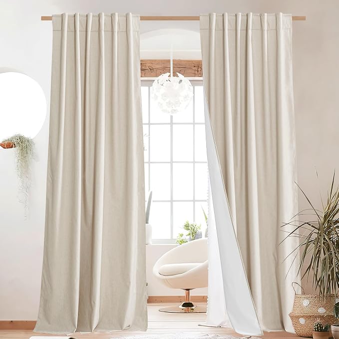 NICETOWN 100% Blackout Linen Curtains - Image 2