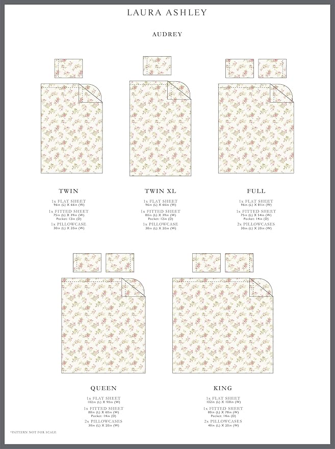 Laura Ashley Flannel Sheet Set, Audrey Pink, Queen (201592)
