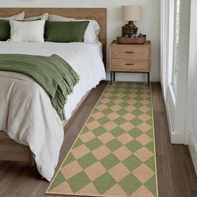 Lahome Checkered Easy Jute Hallway Runner Rug, 2x8 Outdoor Rugs Washable | - Image 7
