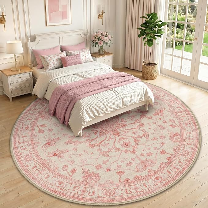 RELEANY Washable Area Rug, Round 10ft, Water Repellent, Pet Friendly, Vintage - Image 2