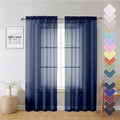 Navy Blue Sheer Curtains 72 Inches Long 2 Panels, Light Filtering Window by Lecloud