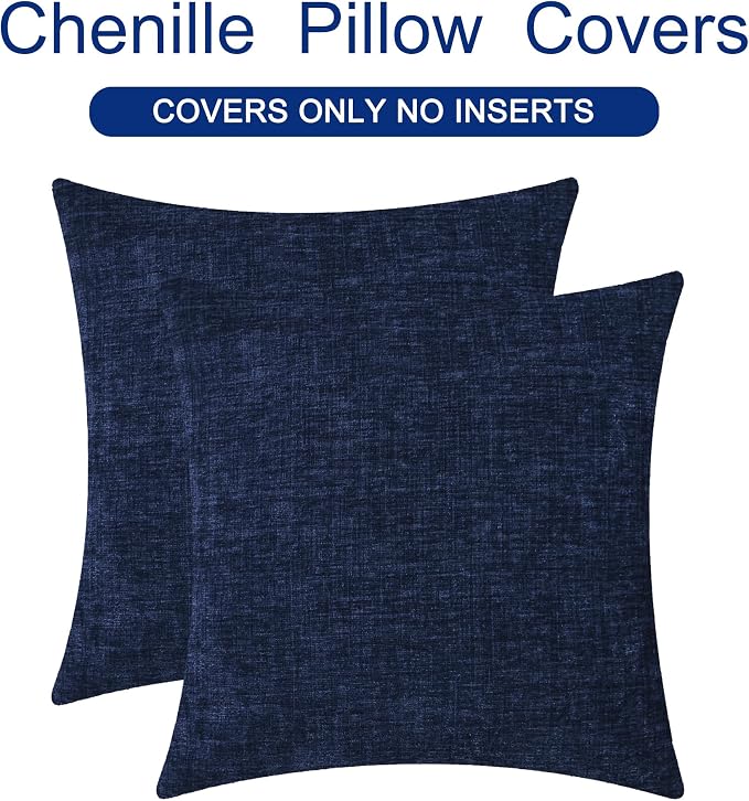 CaliTime Decorative Couch Throw Pillow Covers 24 X 24 Inches Navy Blue | Pack - Image 6