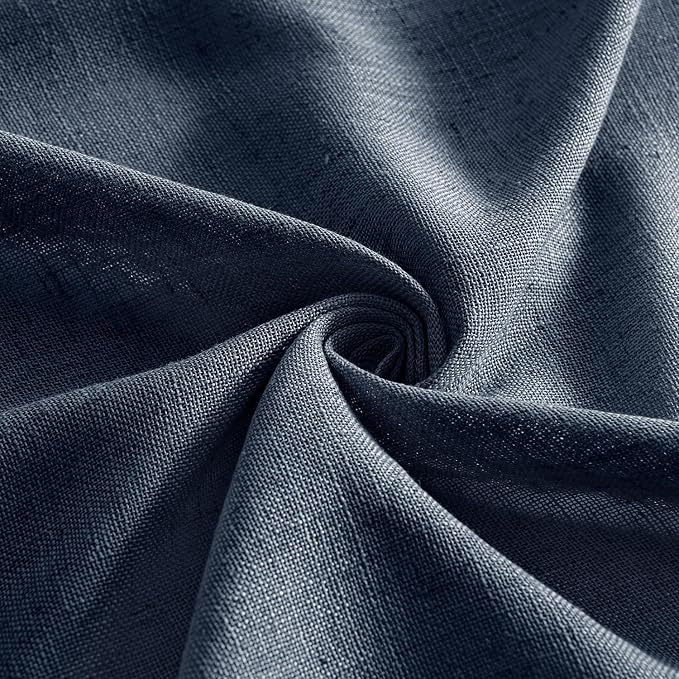 MIULEE Navy Blue Linen Curtains 52x90 Inch 2 Panels - Image 8