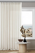 Natural Pinch Pleated 132 Inch Linen Curtains 2 Panels Set 40x132 | Extra Long by Twodrapes