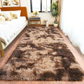 Pionblank Fluffy Runner Rugs for Bedroom 2x6, Tie-Dyed Coffee | Modern Shaggy by PIONBLANK