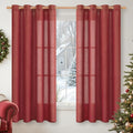 YoungsTex Burgundy Red Linen Curtains 63 Inch Length 2 Panels by YoungsTex