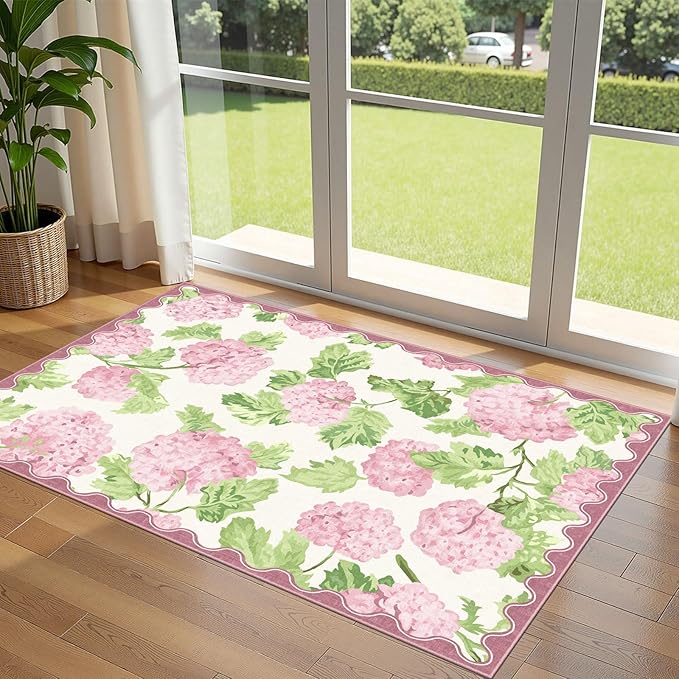 3x5 Pink Entryway Rug, Washable Indoor Outdoor Mats by Othilic