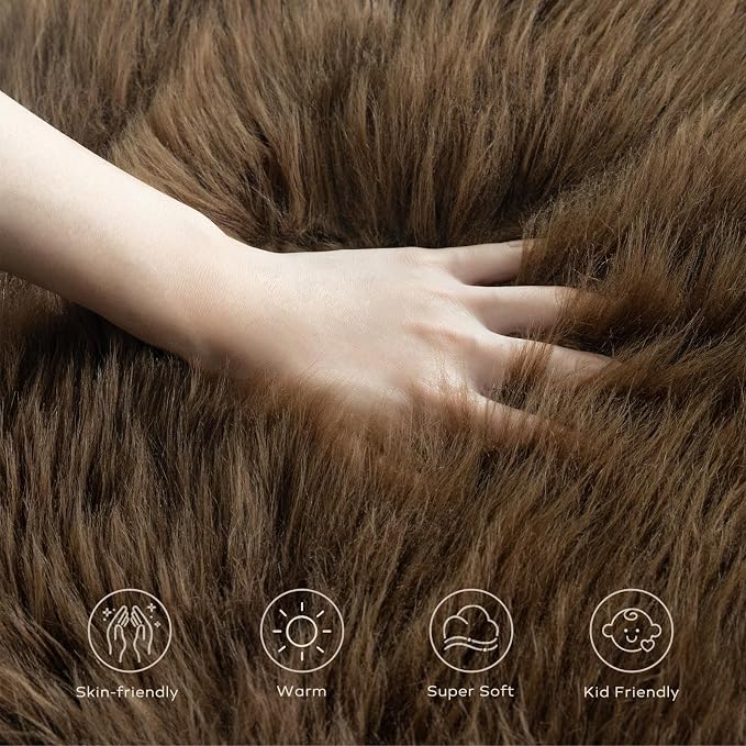 Ashler Faux Fur Rug, Fluffy Shaggy Area Rug Ultra Soft 2.3 x 3.3 Feet Sheepskin - Image 8