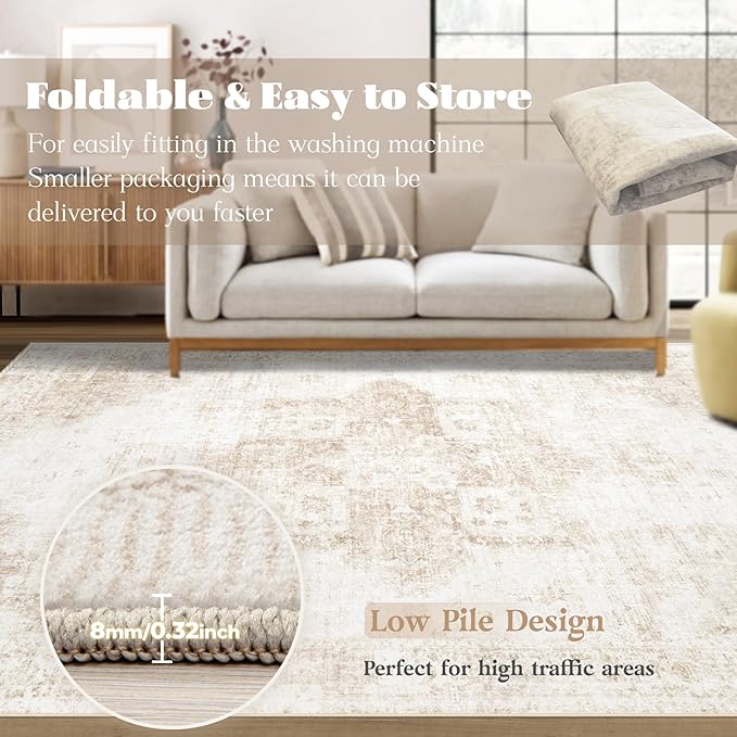 Runner Rug 2x8 Washable Rug, Vintage Boho Medallion Hallway Runner Non-Slip - Image 7