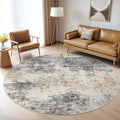 LOONGRUG Round Rug 5x5 Washable Neutral Modern Circle Area Rugs Grey Brown | by LOONGRUG