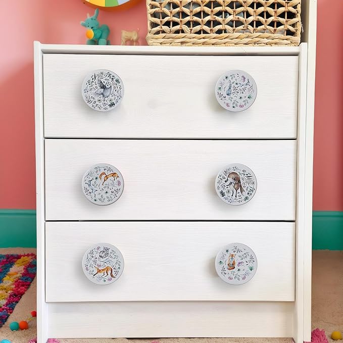 8Pack1.8 Wooden Jungle Animal Cabinet Drawer Knob Nursery Kids Room Dresser Furniture Drawer Handle Pulls and Knobs
