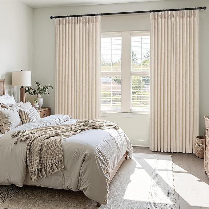 Topfinel 102 Inch Curtains 2 Panels Set, Two Packs Pinch Pleat Back Tab Linen - Image 8