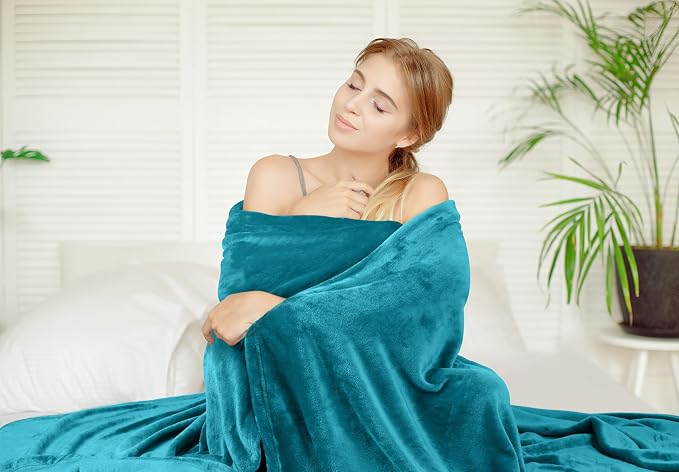 Utopia Bedding Soft Fleece Bed Blanket Twin Size Turquoise | Microfiber Plush - Image 4