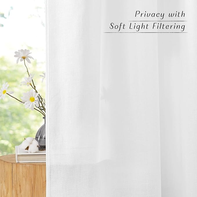 NICETOWN White Linen Doorway Curtains 80 inches Long, Grommet Thick Linen Weave - Image 7